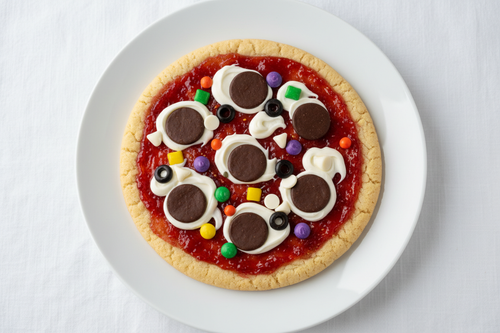 Make a cookie that looks like pizza with normal cookie ingredients 